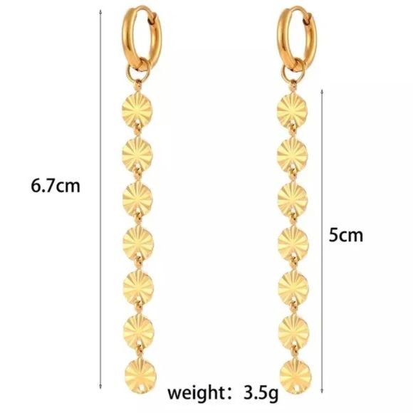 NEW TASSEL CHAIN 18K GOLD DANGLE DROP EARRINGS - Picture 6 of 6